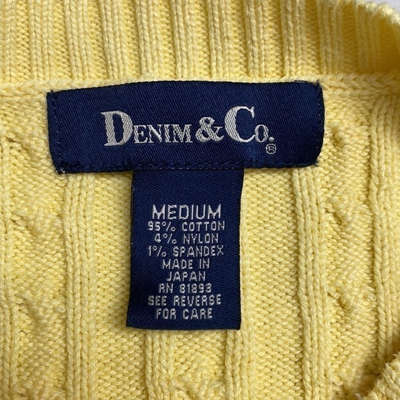 Denim & Co. Cable Knit Sweater Yellow Medium - Picture 6 of 8